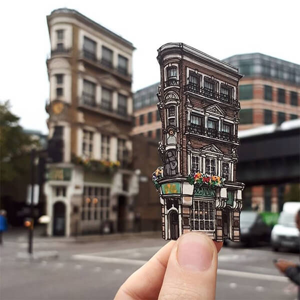 Cut-out Drawings of London's Oldest Building by Maxwell Tilse