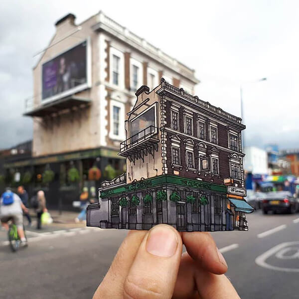 Cut-out Drawings of London's Oldest Building by Maxwell Tilse