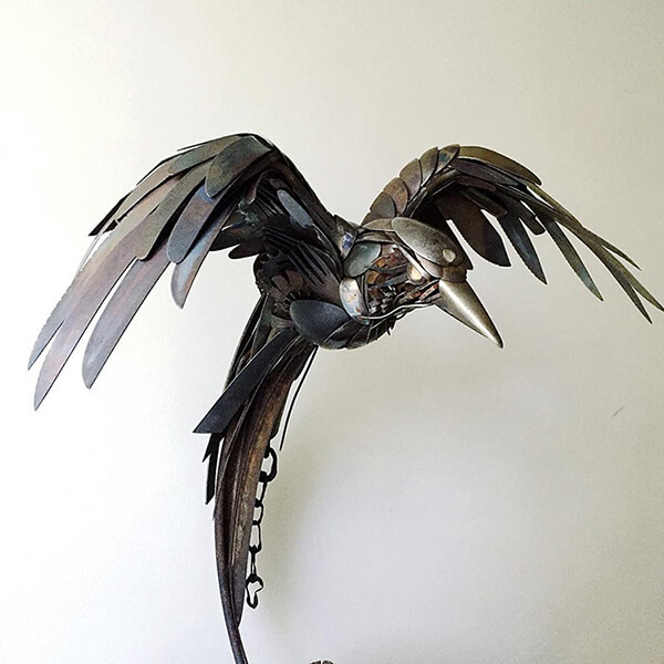 Vivid Bird Sculptures Made out of Unwanted Scrap Meta