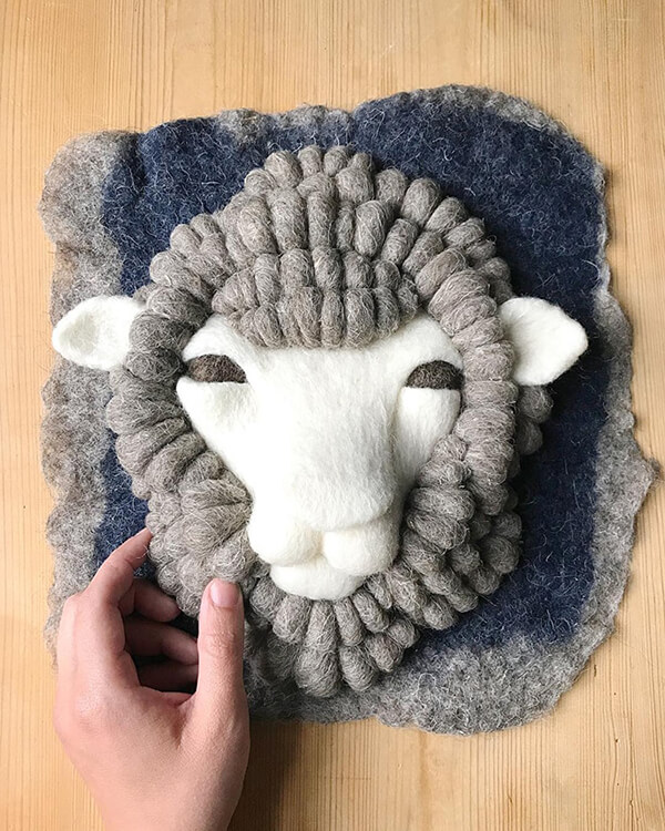 3D Felted Animal Paintings by Holly Guertin