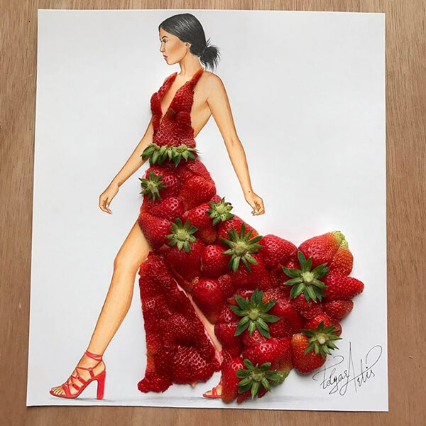 3D Fashion Illustrations Smartly Make Use of Food