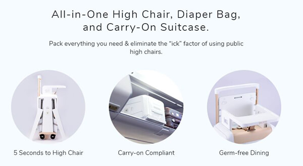 Valeto: A Carry-on Suitcase, A Nappy Bag And High Chair