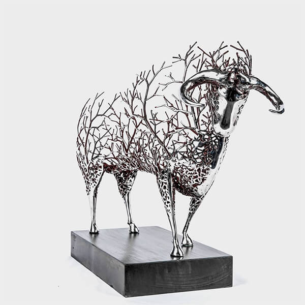 Hollow Animal Sculptures Formed From Metallic Tree Branches