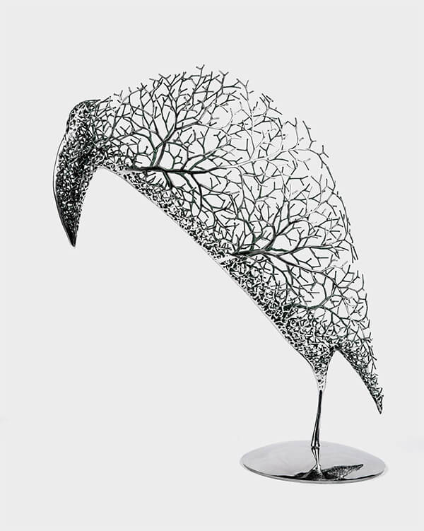 Hollow Animal Sculptures Formed From Metallic Tree Branches