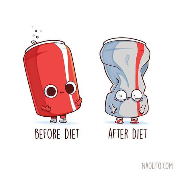 Witty Before & After Comparison Illustration by Nacho Diaz