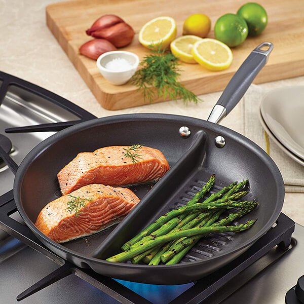 Divided Grill and Griddle Skillet to Speed Up Your Cooking Process