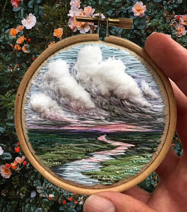 Vibrant 3D Embroidered Landscapes Russian artist Vera Shimunia