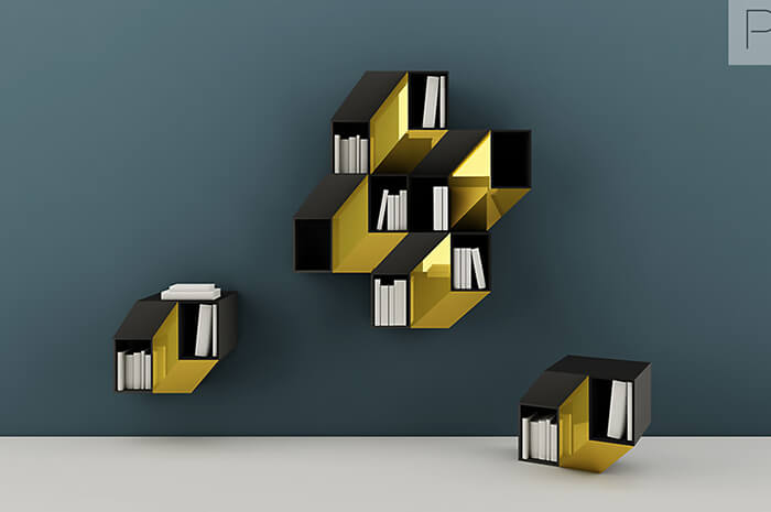 3D Optical Illusion Bookcases by Charles Kalpakian
