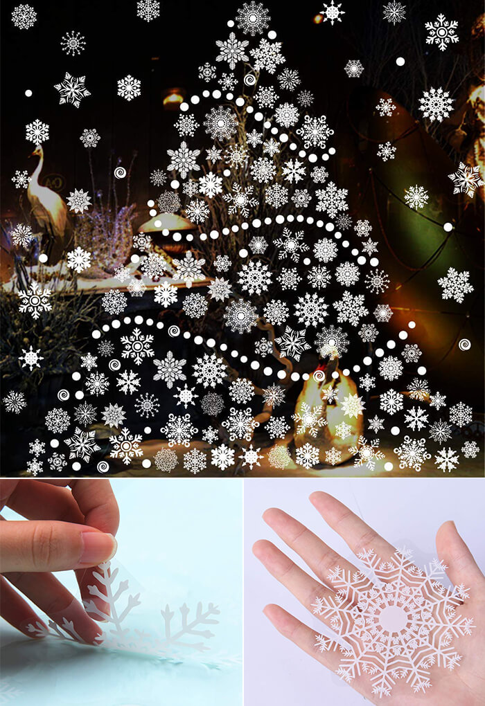 Christmas Glitter Snowflakes Window Wall Stickers