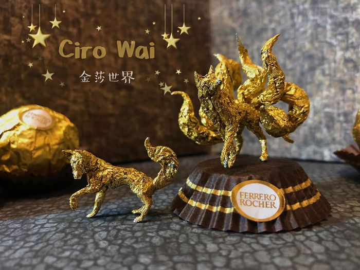 Creative Miniature Animal Sculptures Made Out Of Ferrero Rocher Packaging -  Design Swan