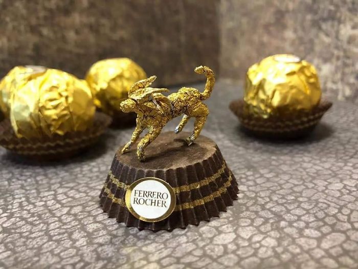 Creative Miniature Animal Sculptures Made Out Of Ferrero Rocher Packaging