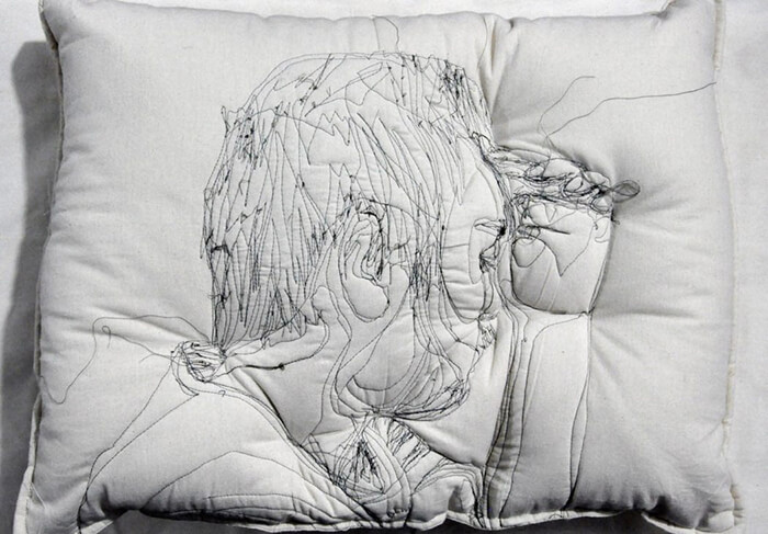 Embroideries Portraits of Sleeping People on Pillows by Maryam Ashkanian