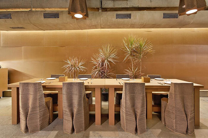 Cardboard Bombay, a Cafe which Uses Corrugated Cardboard to Form the Furnishings and Furnishes