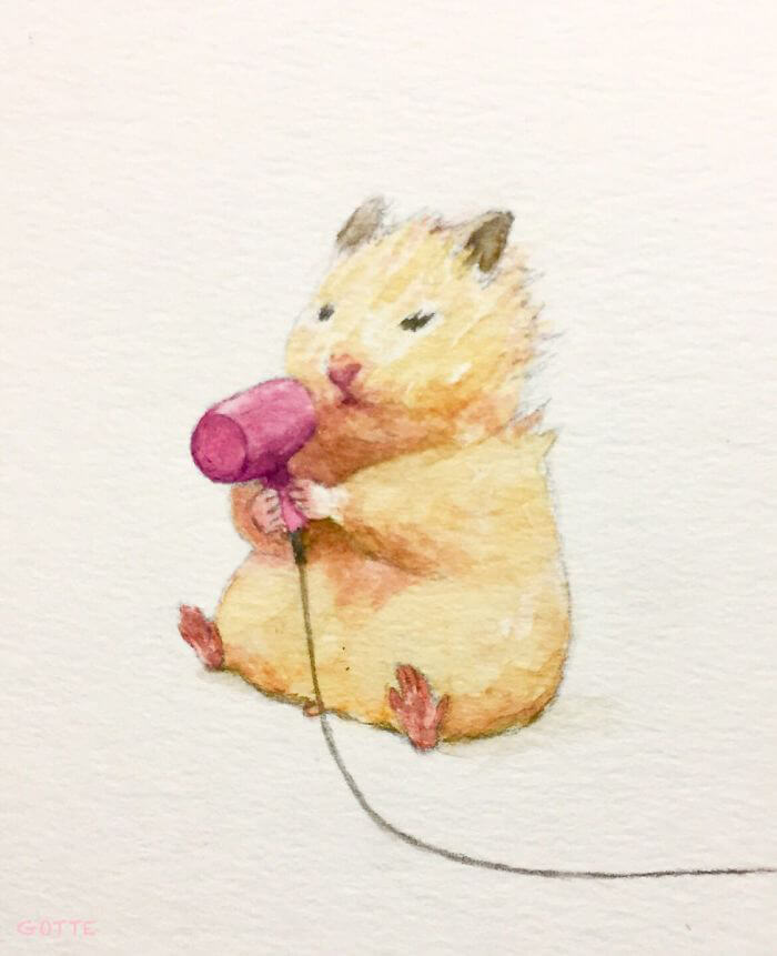 Adorable Illustration of Hamster's Life