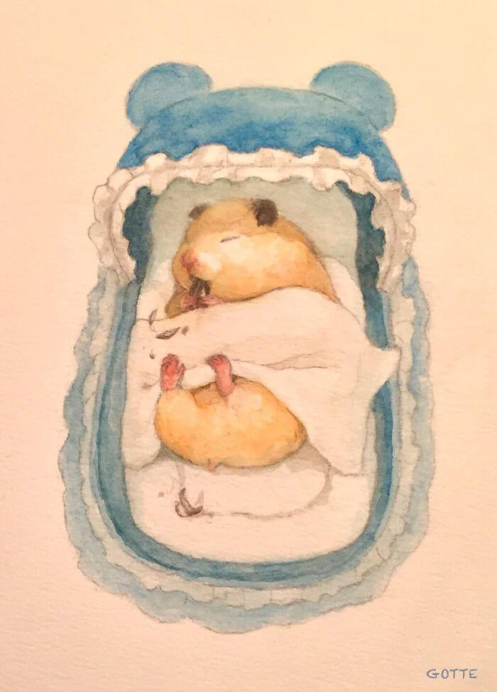 Adorable Illustration of Hamster's Life