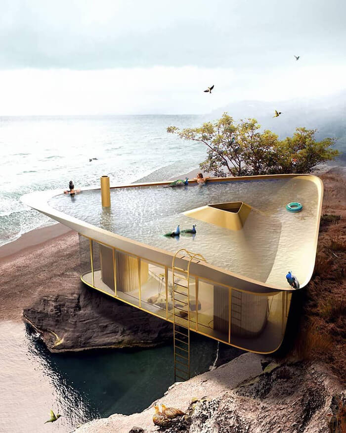 Unusual Summer House With Roof Pool and Panoramic Views