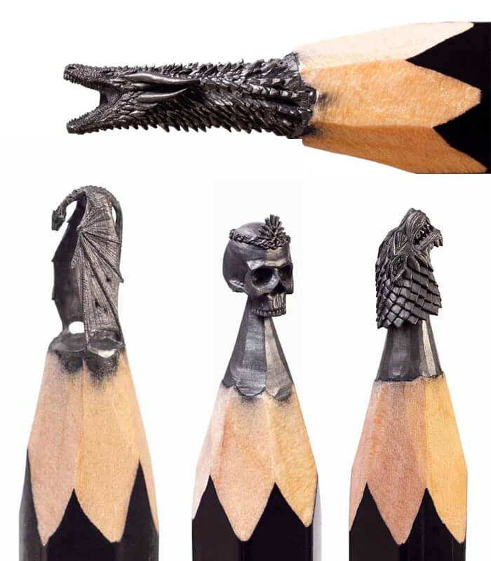 Miniature ‘Game of Thrones’ Sculptures on the Tips of Pencils