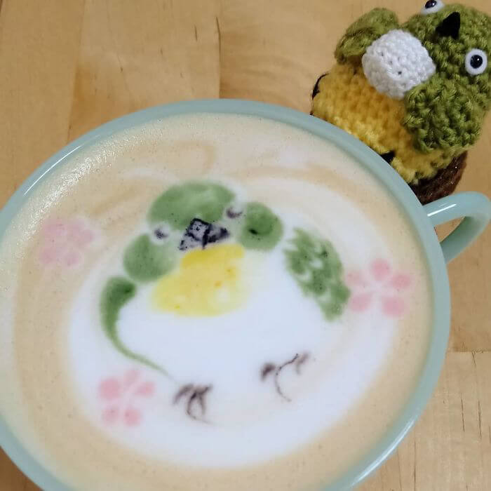 Bird Themed Latte by Japanese Artist Ku-san