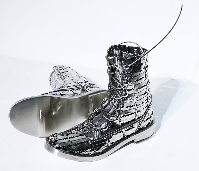 Sculptures of Garments and Household Objects Made Out of Stainless Steel Razor