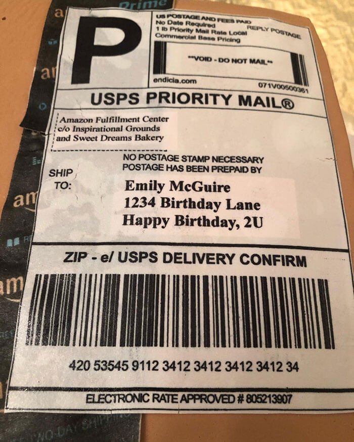 Surprising Birthday Cake Looks Like an Amazon Package Box From a Thoughtful Husband