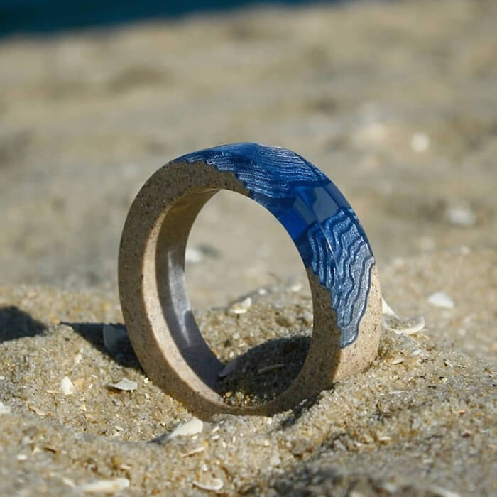 Handcrafted Jewelry Made from Real Sand and Blue Resin