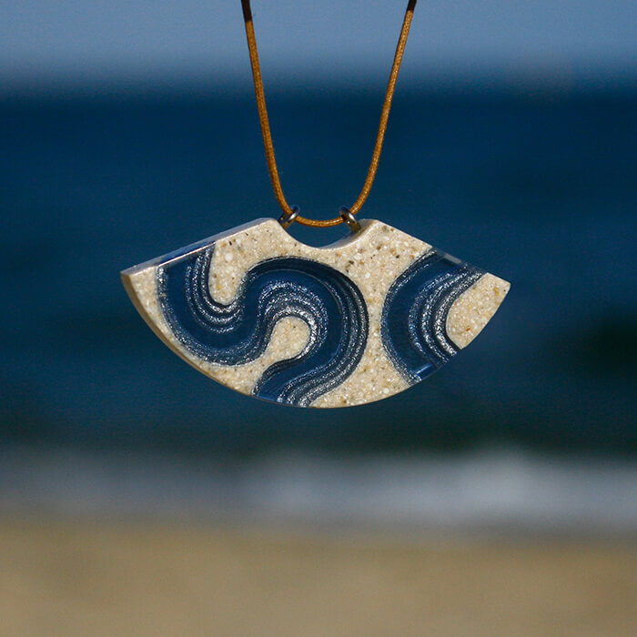 Handcrafted Jewelry Made from Real Sand and Blue Resin