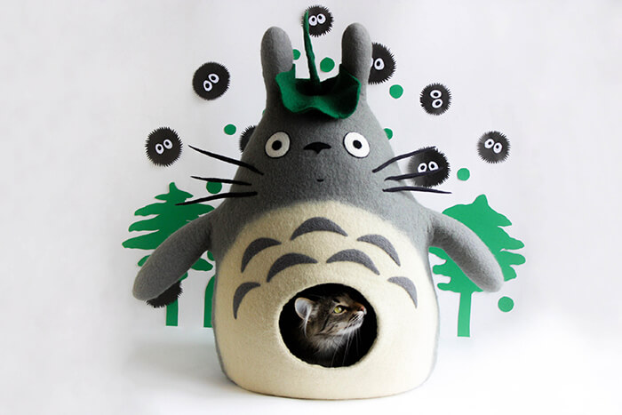 Adorable Totoro Themed Felted Cat Bed