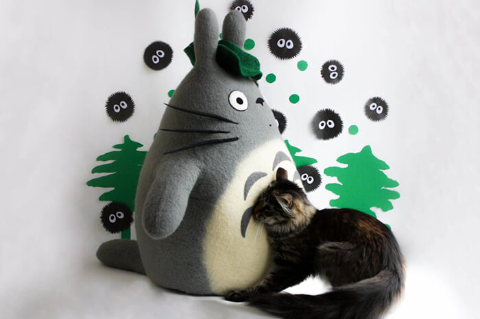 Adorable Totoro Themed Felted Cat Bed