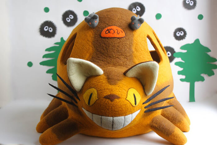 Adorable Totoro Themed Felted Cat Bed