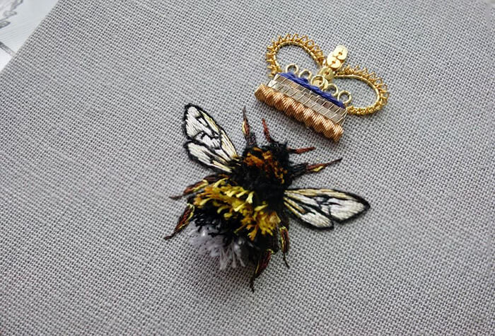 Incredible Insects and Animals Embroidery Work Made From Metals and Colorful Threads