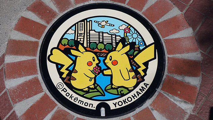 Pokémon Utility Hole Covers Installed Cross Over Japan