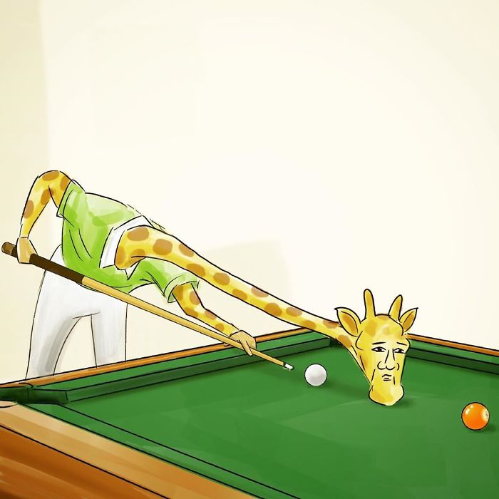 Hilarious Illustration about Giraffe's Daily Life