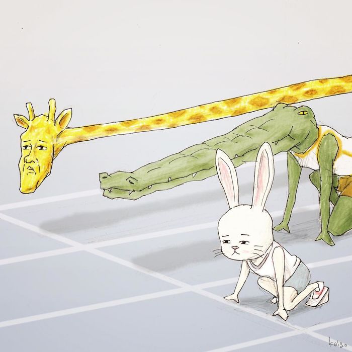 Hilarious Illustration about Giraffe's Daily Life