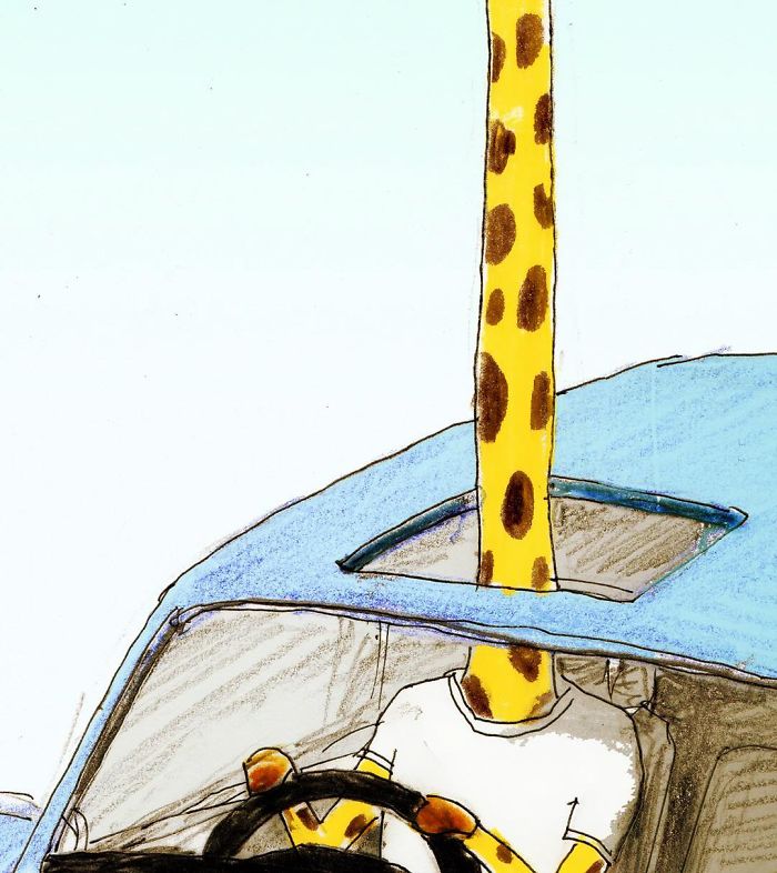 Hilarious Illustration about Giraffe's Daily Life