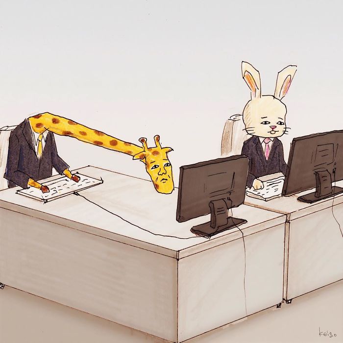 Hilarious Illustration about Giraffe's Daily Life
