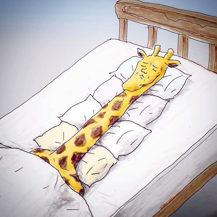 Hilarious Illustration about Giraffe's Daily Life