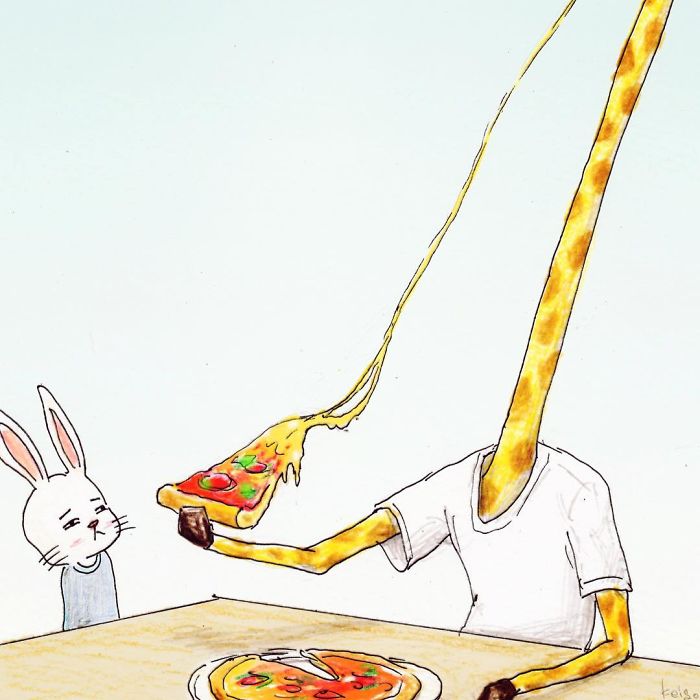 Hilarious Illustration about Giraffe's Daily Life