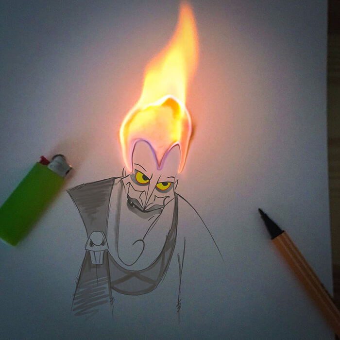 fire sketch realistic