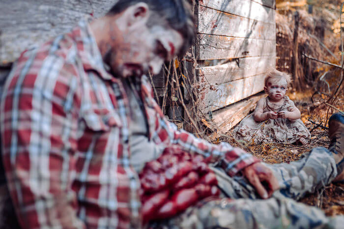 Seriously! Zombie Daddy-daughter Halloween Photo Shots?