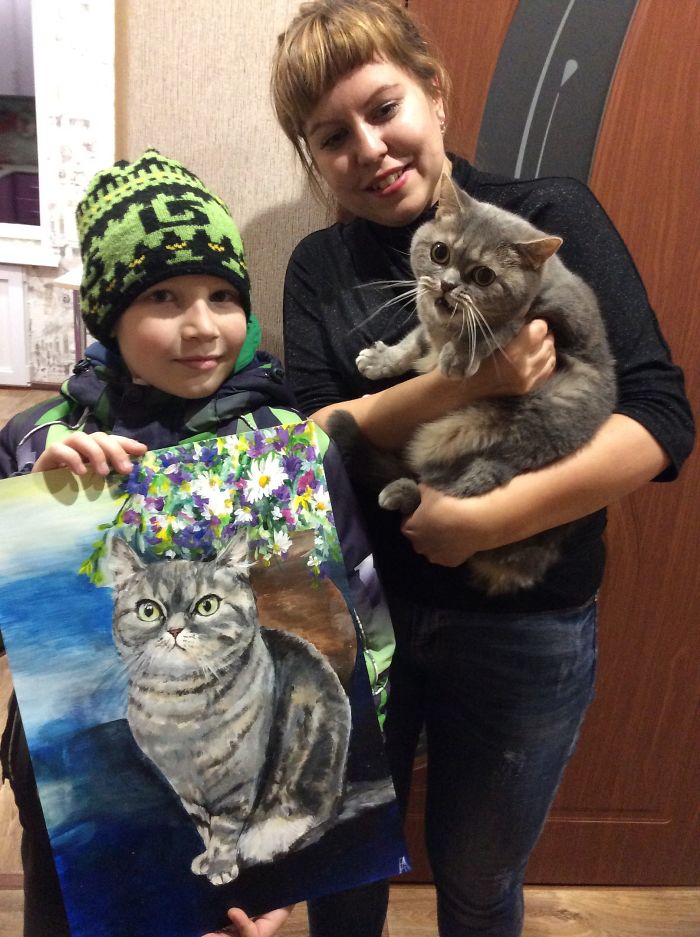 9-Year-Old Boy Paint Custom Pet Portrait in Exchange for Pet Food and Supplies for Shelter Animal
