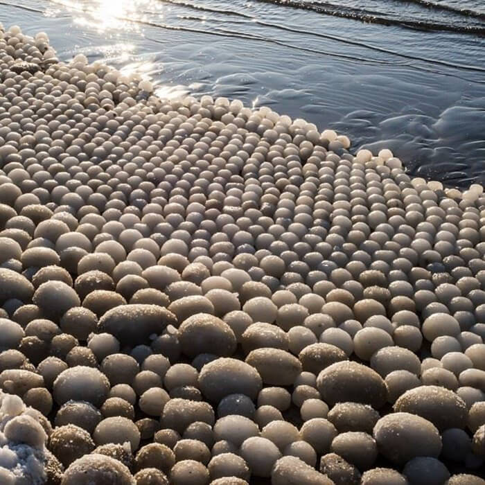 Photo Shows Finland Beach Covered in Rare 'Ice Eggs