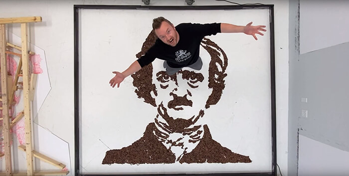 Edgar Allan Poe Made with 7,000 Worms by Phil Hansen