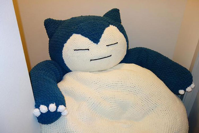 Over 3 500 Usd Hand Crocheted Snorlax Bean Bag Design Swan