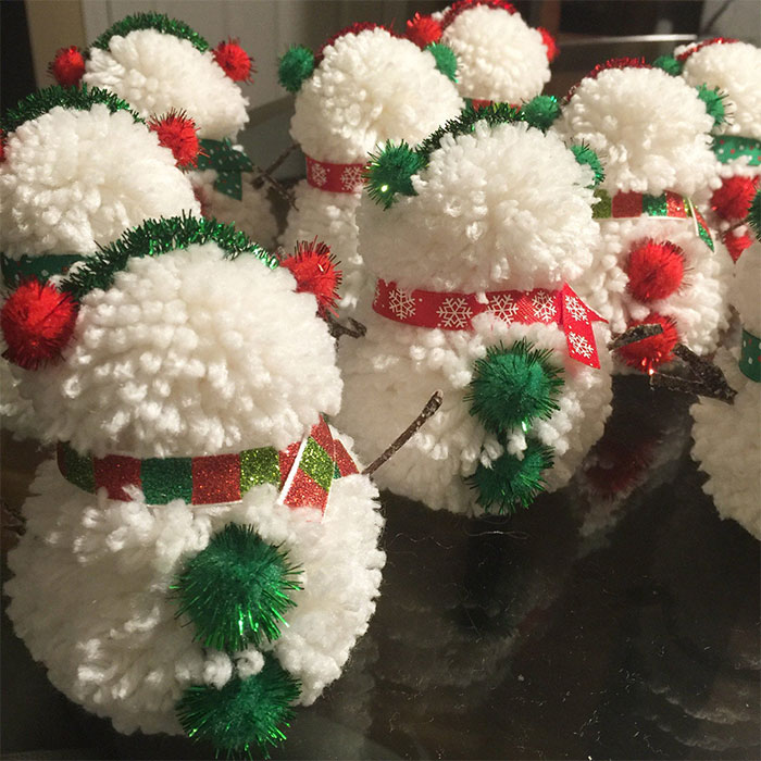 Christmas Pudding Baubles. Christmas Pom Poms. Christmas Tree