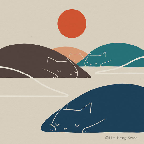 Adorable Cat Landscape by Lim Heng Swee - Design Swan