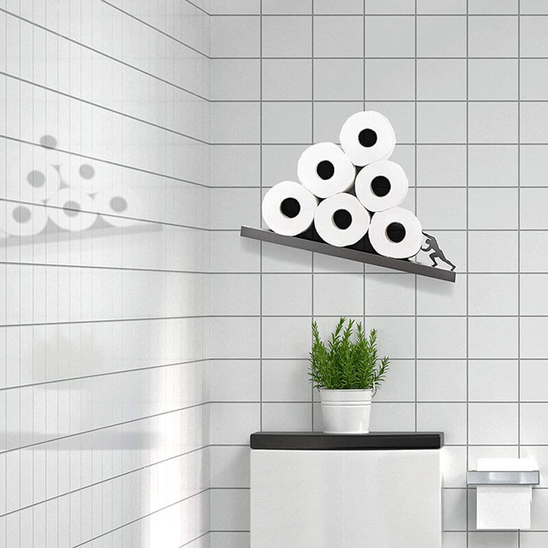 Sisyphus Black Toilet Paper Shelf, Unique Bathroom Storage, Home