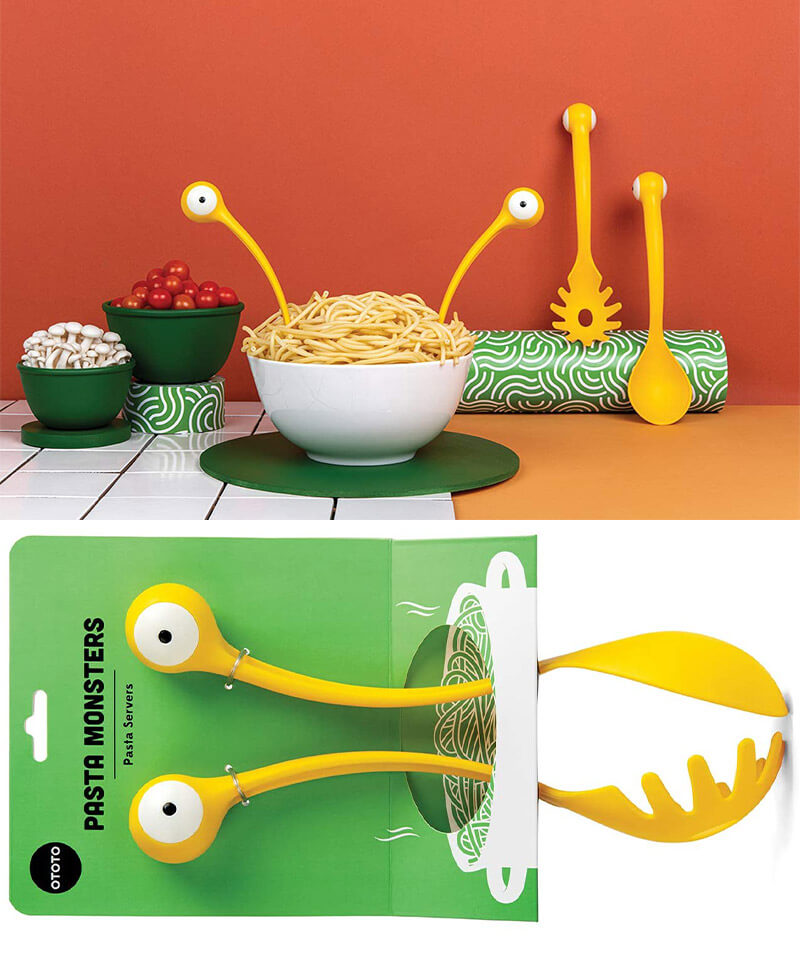 OTOTO Pasta Monsters and Salad Servers - BPA-Free Fun Kitchen Gadgets -  100% and