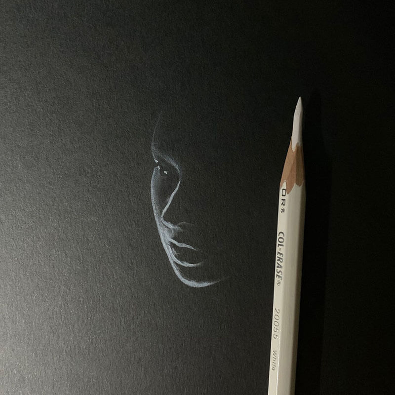 White Pencil on Black Paper: A Perfect Way to Draw Gently Lit Faces