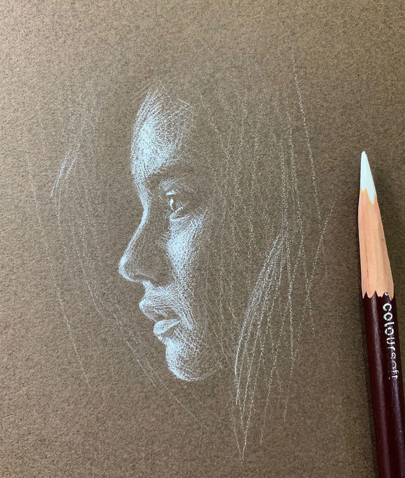 White Pencil on Black Paper A Perfect Way to Draw Gently Lit Faces