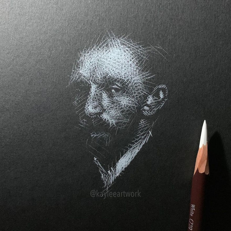 White Pencil on Black Paper: A Perfect Way to Draw Gently Lit Faces